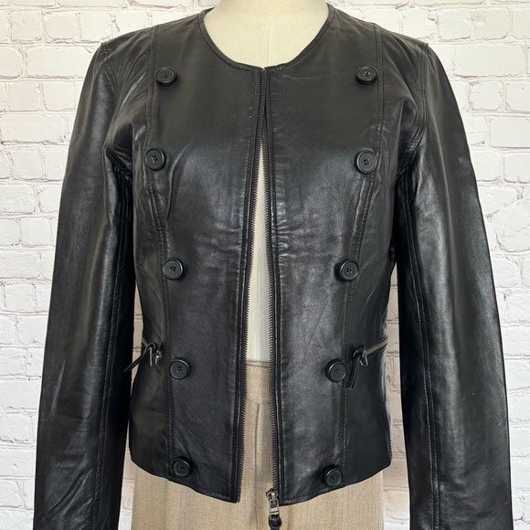 BOD & CHRISTENSEN Ariel Black Long Sleeve Genuine Leather Biker Jacket--M - Picture 2 of 16